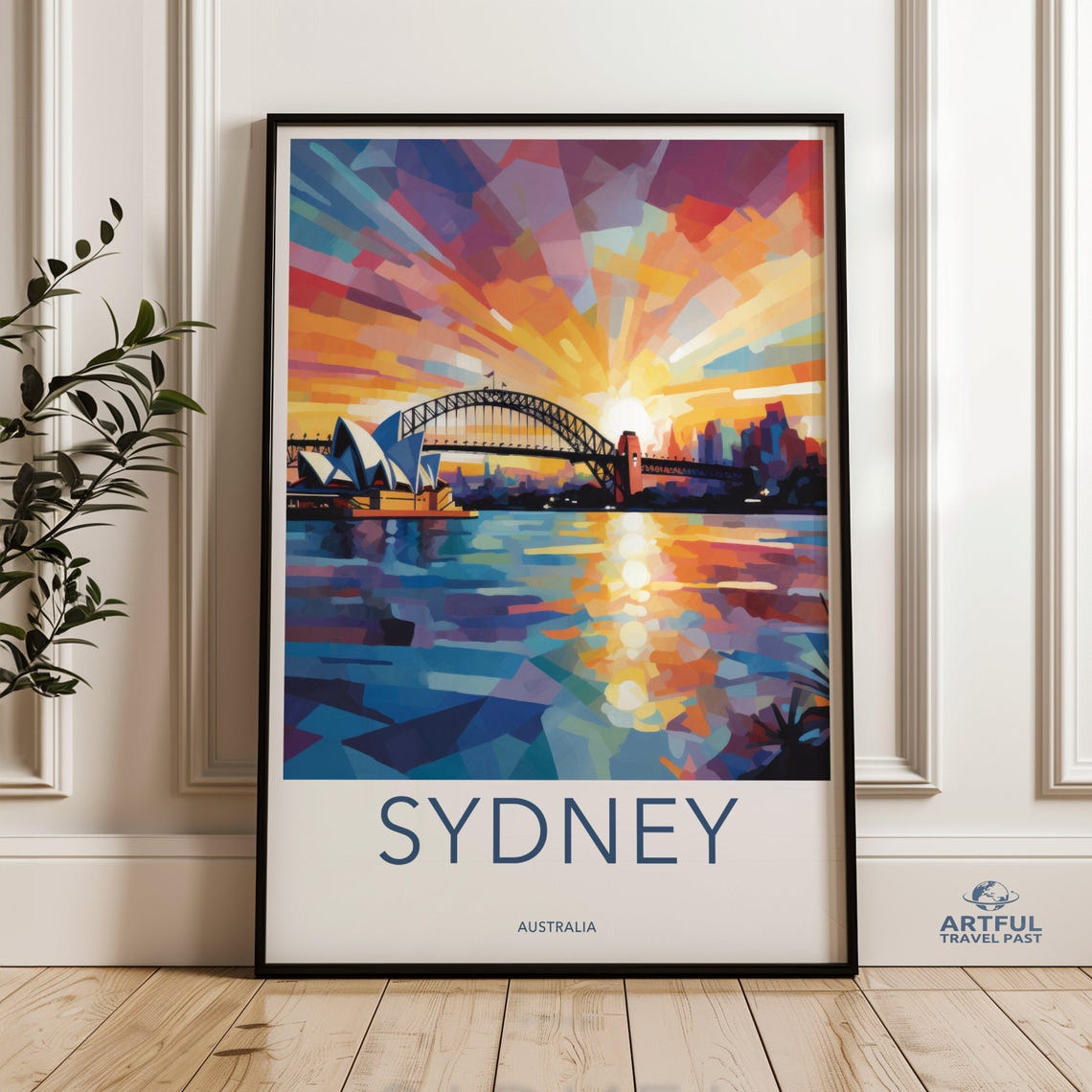 Sydney Australia Opera House Harbour Bridge Mosaic Sunset Poster