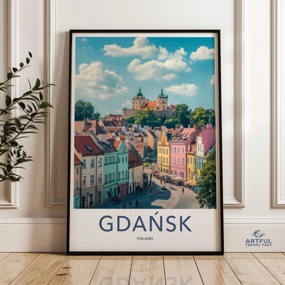 Colorful Gdansk Wall Art Print Poland Cityscape Decor European Travel Poster Vibrant Old Town Urban Landscape