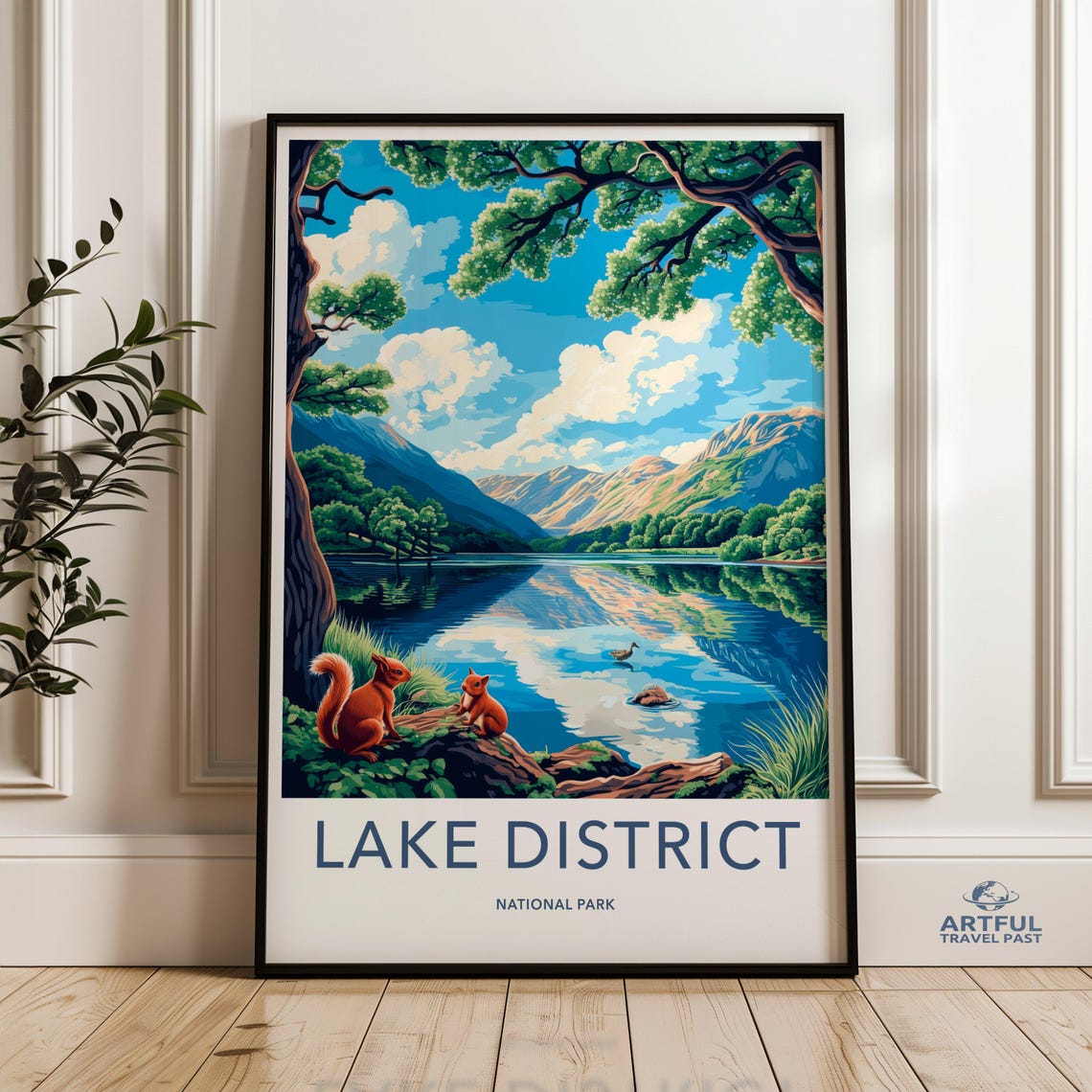 Lake District National Park Red Squirrel Lakeside Travel Poster