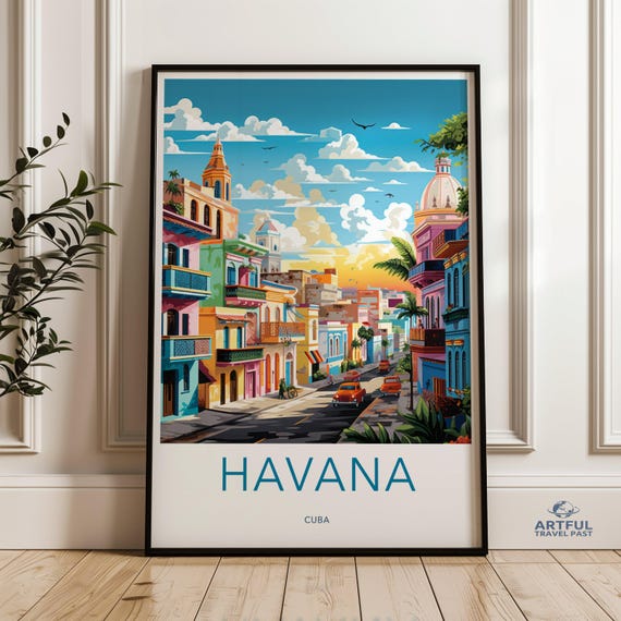 Havana Wall Art Colorful Cityscape Print Vintage Travel Poster Home Decor Scenic Landscape Retro Artwork Office