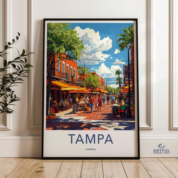 Tampa Florida Wall Art Cityscape Print Travel Poster Sunshine State Artwork Usa Gift City Decor
