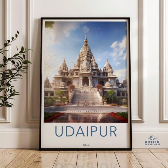Udaipur Wall Art Historic Architecture Cultural Landmarks Print Natural Beauty Stunning Poster