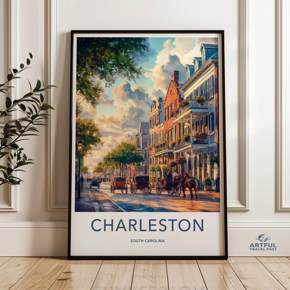 Charleston South Carolina Historic Street Vintage Travel Poster