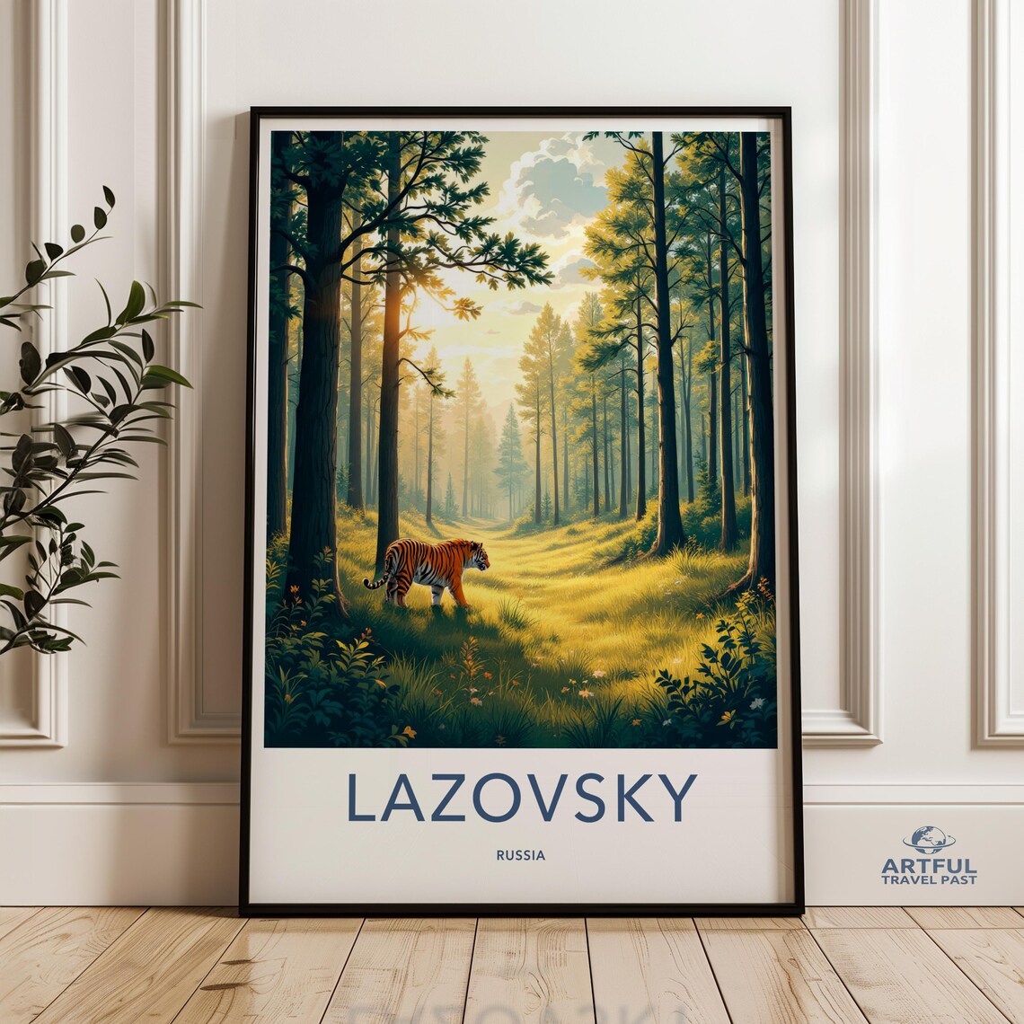 Lazovsky Russia Amur Tiger Sunlit Forest Wildlife Nature Travel Poster