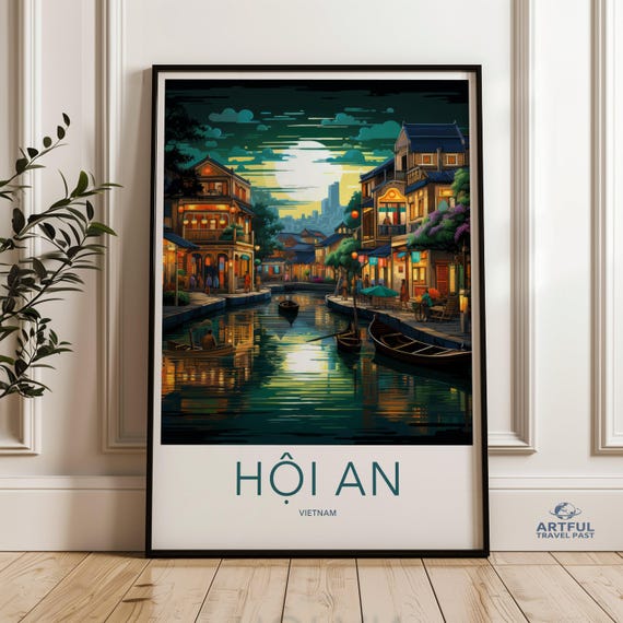 Stunning Hoi An Wall Art Scenic Vietnam Sunset Print Vibrant Asian Cityscape Beautiful Canal Artwork For Home Decor