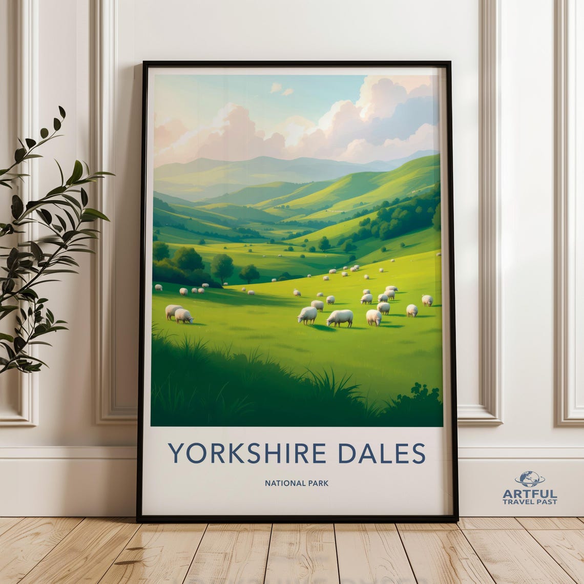 Yorkshire Dales National Park Rolling Green Hills Sheep Meadow Poster
