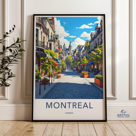 Montreal Canada Wall Art Travel Poster Print Cityscape Vintage Decor