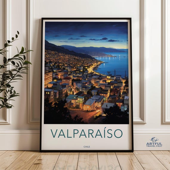 Valparaiso Wall Art Chile Coastal Cityscape Sunset Scenic Print South Decor Vibrant Artwork Travel Photography
