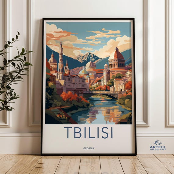 Tbilisi Wall Art Print Georgian Cityscape Poster Travel City Modern Home Decor Illustration Georgia