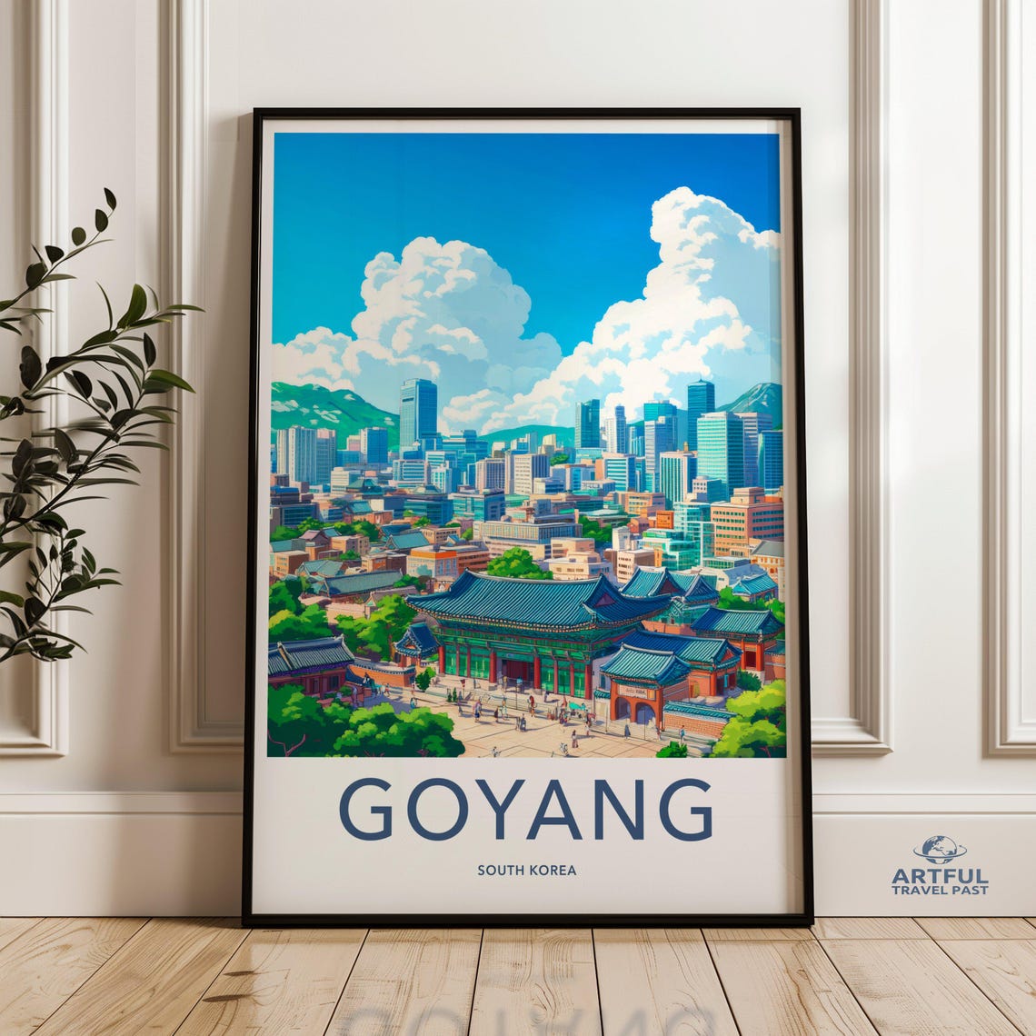 Goyang South Korea City Skyline Palace Gate Travel Poster Art