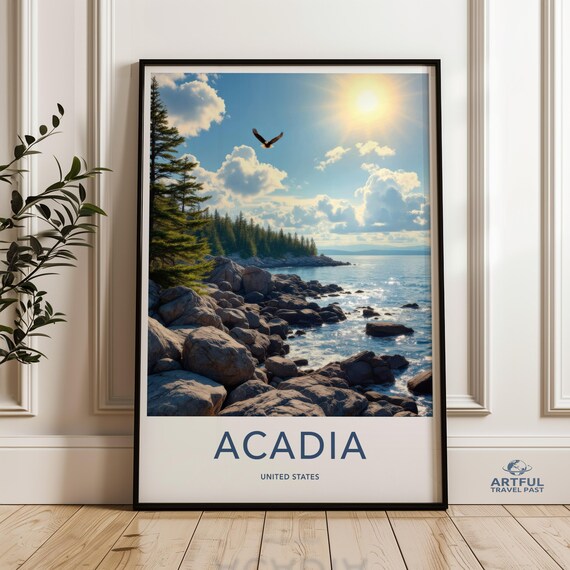 Acadia Maine Rocky Coastline with Eagle National Park Poster