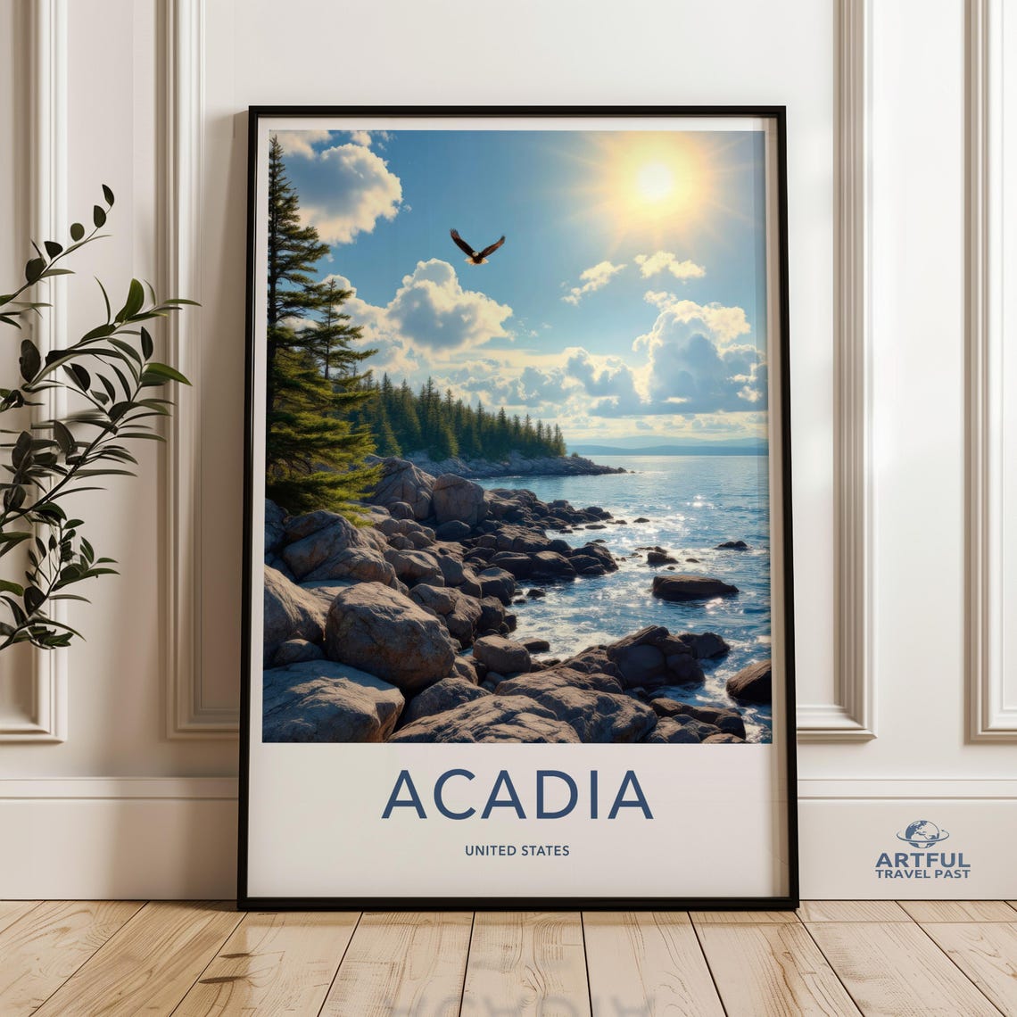 Acadia National Park Wall Art Maine Nature Print Travel Poster Decor Coastal Bedroom Artwork United States Of America Home