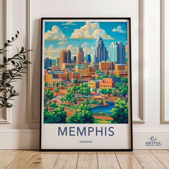 Memphis Skyline Poster Vibrant Wall Art Cityscape Print Urban Decor Colorful Home Decoration Tennessee Artwork Downtown