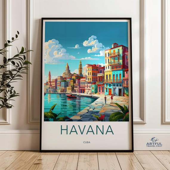 Havana Coastal Cityscape Wall Art Print Scenic Travel Poster Colorful Artwork For Home Decor Vibrant Cuban City View