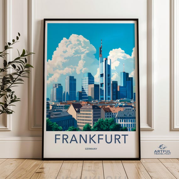 Frankfurt Skyline Wall Art Germany Cityscape Poster Modern Urban Decor Architectural Print Travel Home Office Decoration