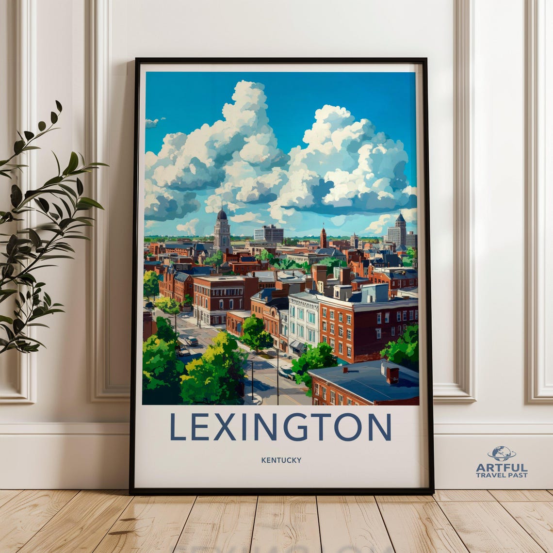 Lexington Kentucky Downtown Skyline Classic Vintage Travel Poster