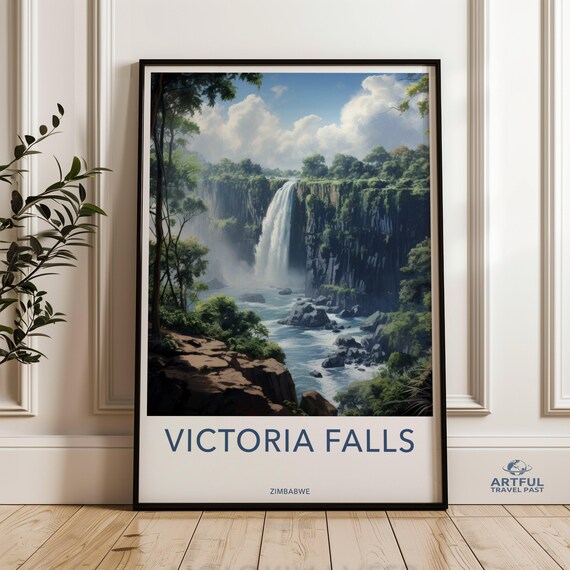 Victoria Falls Zimbabwe Gorge Waterfall Scenic Travel Poster