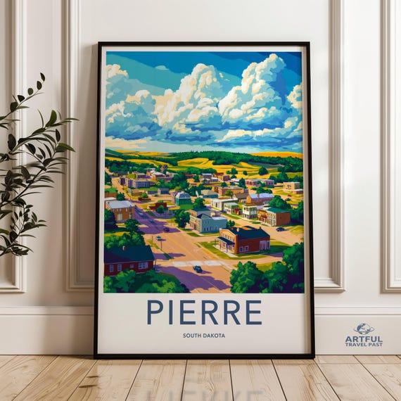 Pierre South Dakota Wall Art Vibrant Cityscape Print Colorful Skyline Poster Urban Artwork Scenic Town Illustration