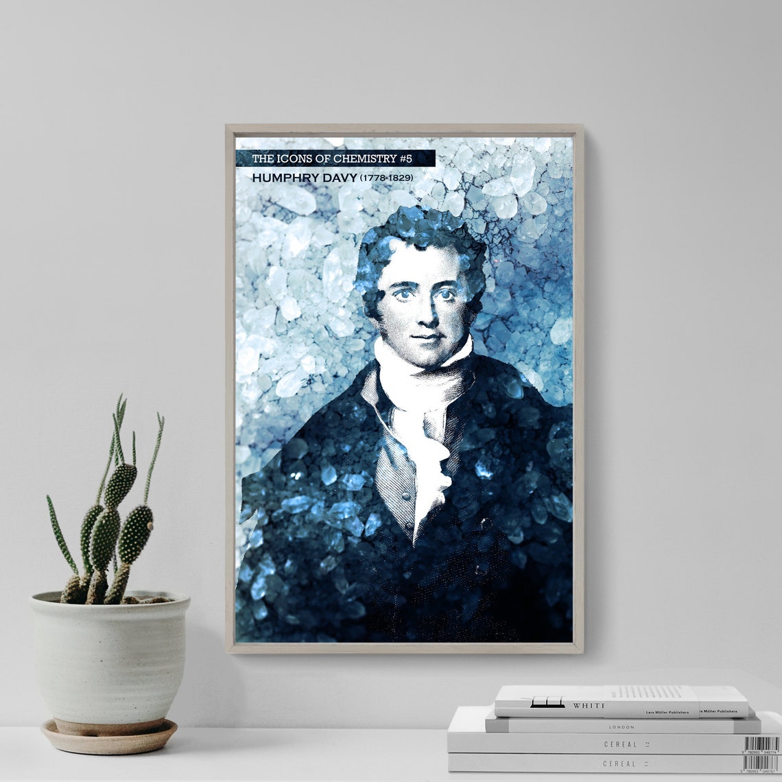 Humphry Davy Icons of Chemistry 5 Science Portrait Poster Blue Crystal