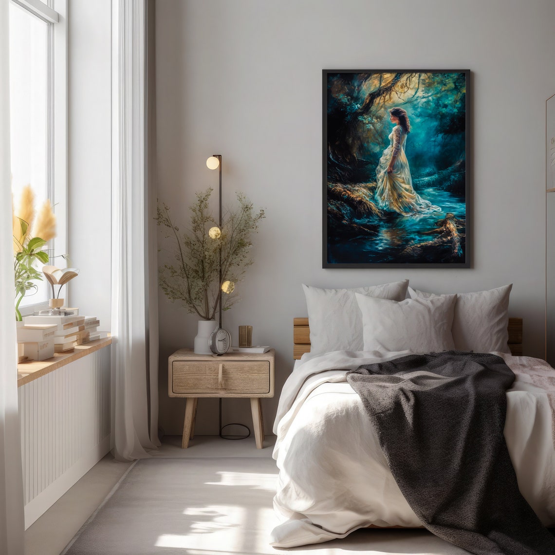 Enchanted Mystical Woman Forest Stream Dark Moody Fantasy Poster - Image 2
