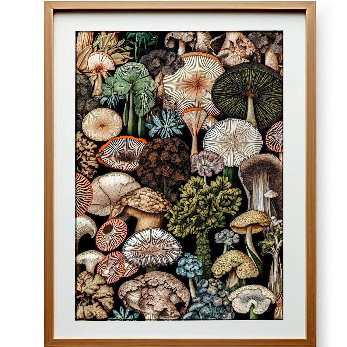 Vintage Mushroom Botanical Illustration Dark Cottagecore Wall Art - Image 3