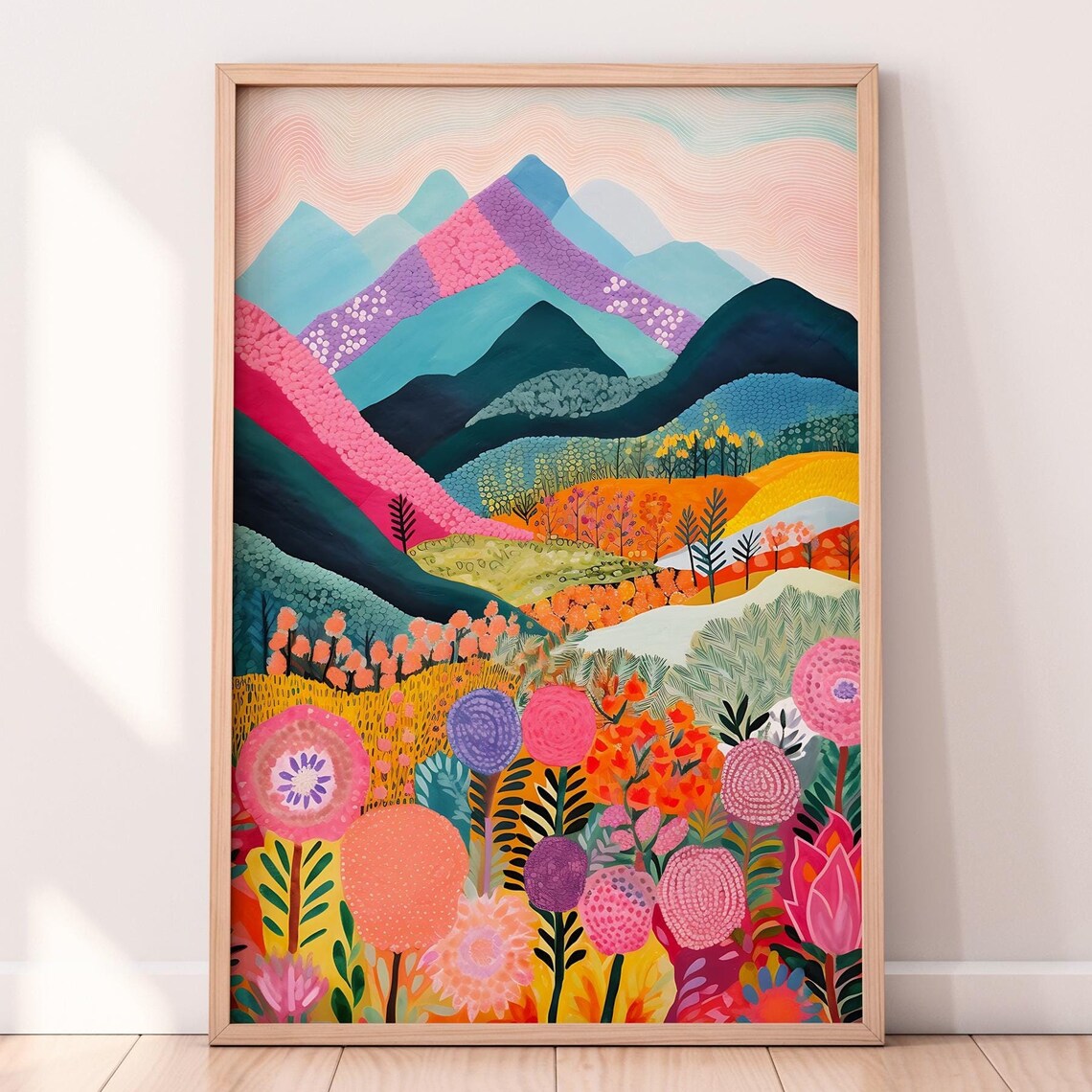 Maximalist Floral Abstract Art Print, Eclectic