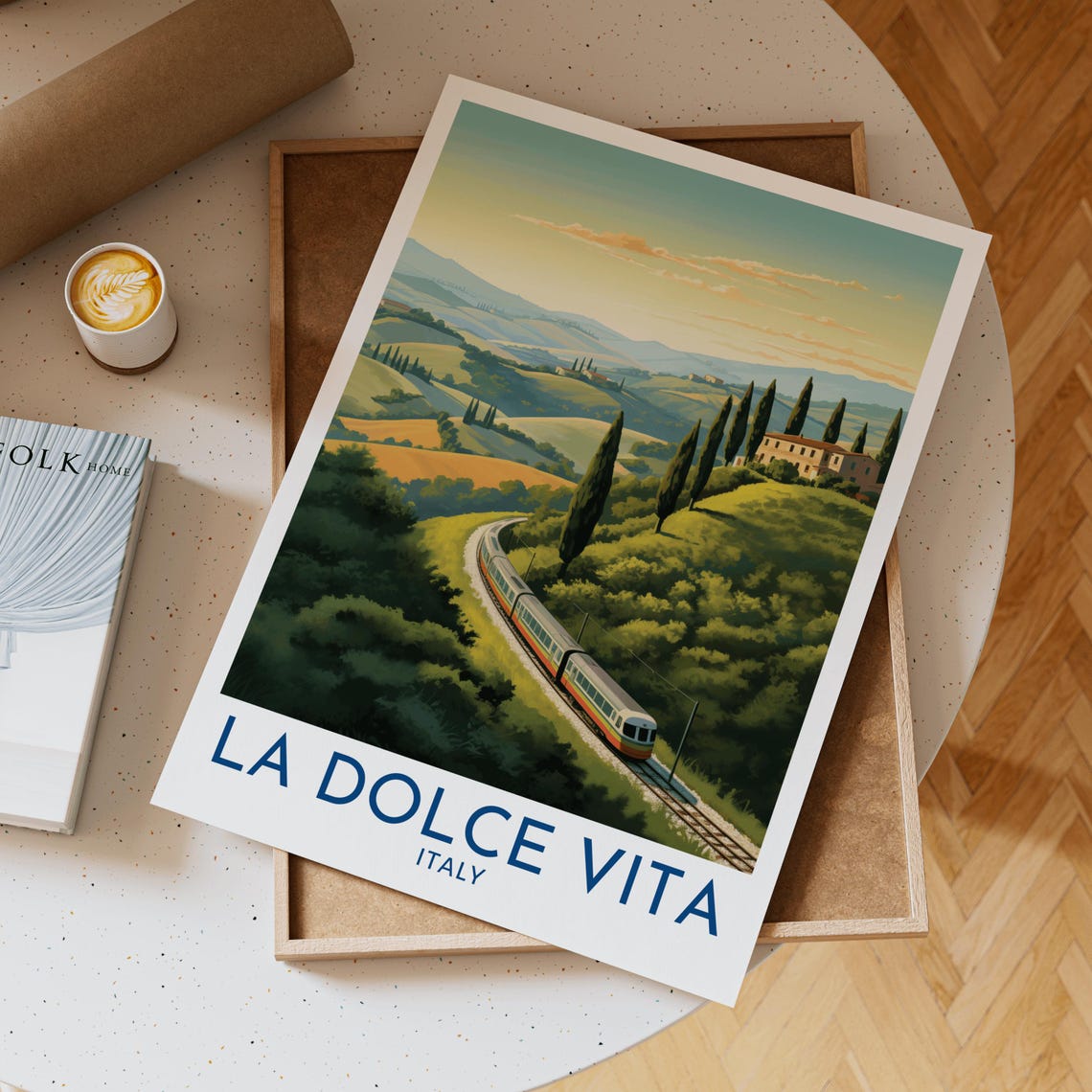 La Dolce Vita Italy Train Journey Through Tuscany Travel Poster