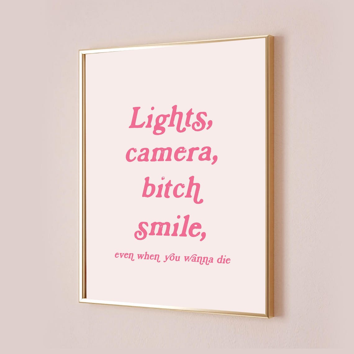 Lights Camera Bitch Smile Even When You Wanna Die Pink Poster