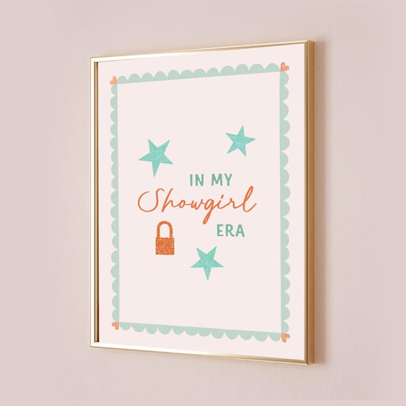 In My Showgirl Era Coral Stars Pastel Scalloped Quote Poster