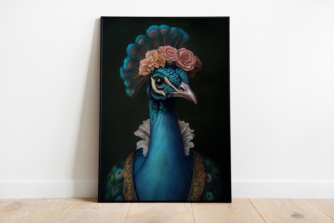 Female Peacock Victorian Bird Portrait Art Print