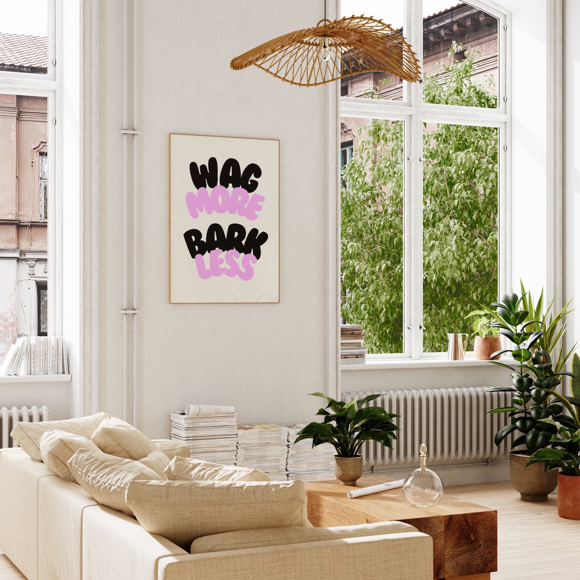 Wag More Bark Less Black Pink Bold Typography Dog Quote Poster - Image 4