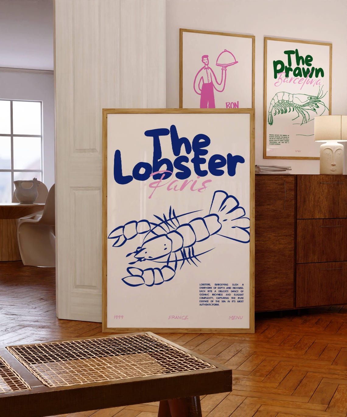 The Lobster Paris Seafood Menu Exhibition Art Poster for Kitchens
