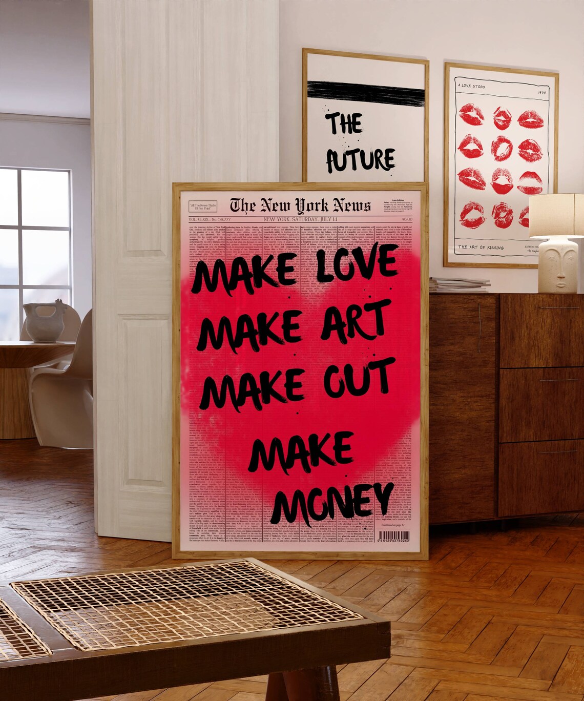 Make Love Make Art Retro Quote Poster