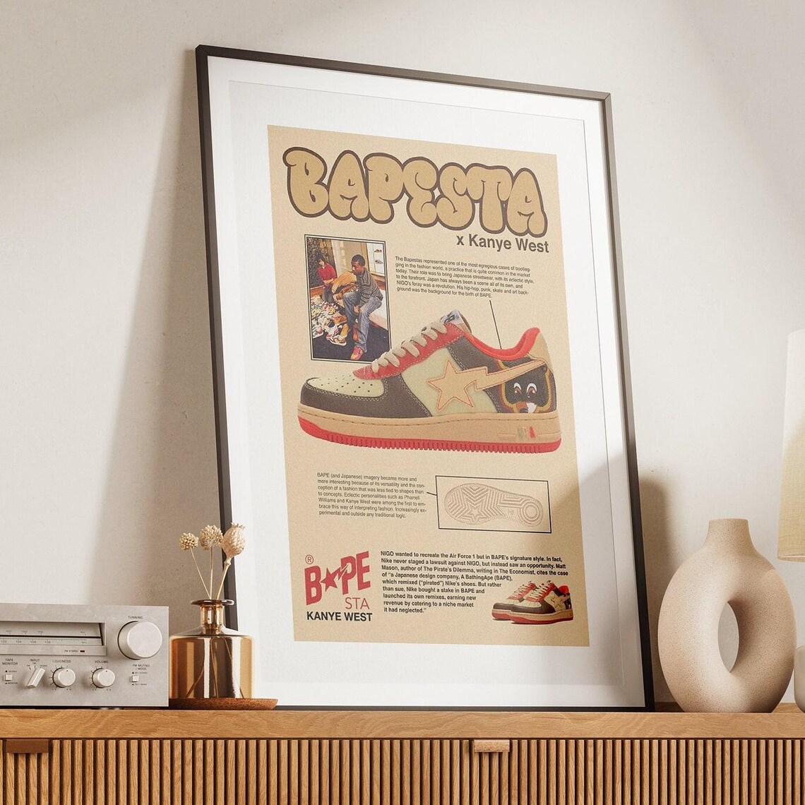 Bapesta X Kanye West Vintage Poster Print