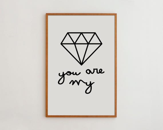 Diamond Nursery Decor Nursery Wall Art Geometric Wall Art Handwriting Poster Minimalist Poster Baby Shower Gift Black And White Art