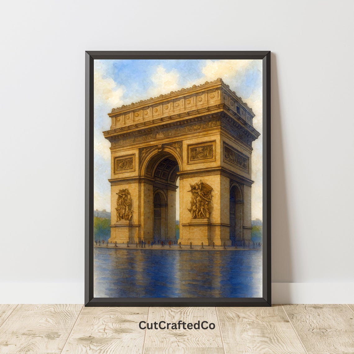 Arc De Triomphe Paris Watercolor Historic Monument Stone Poster