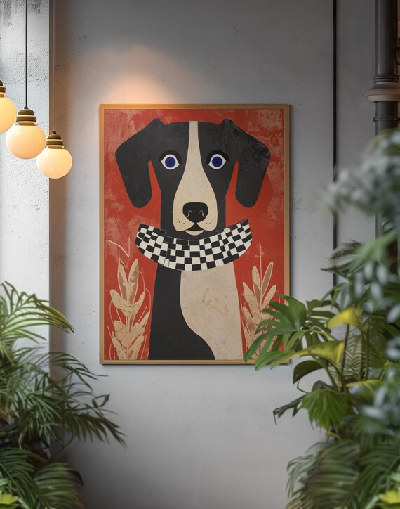Retro Dog Poster Bold Abstract Pet Wall Art Png File