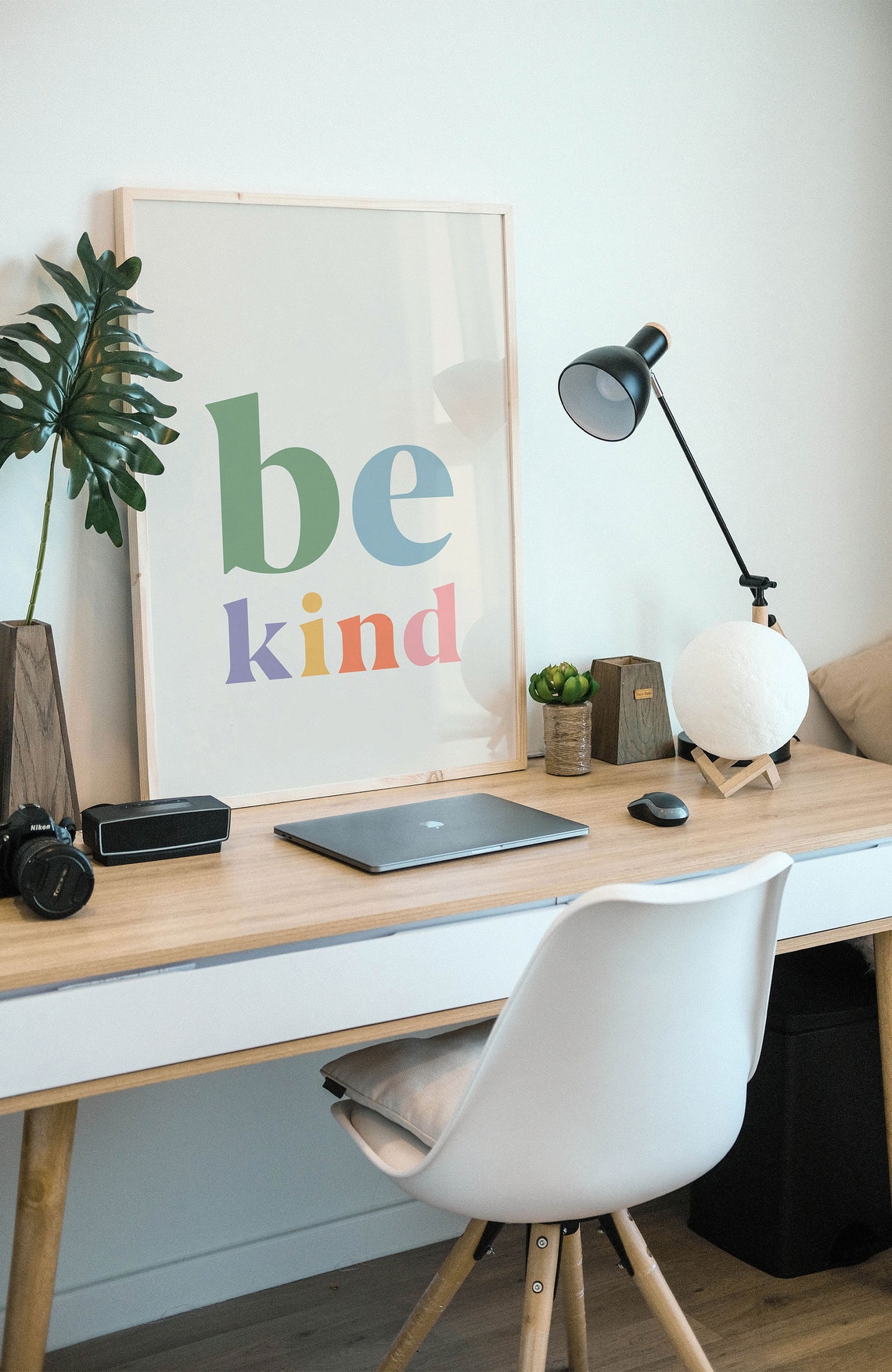 Be Kind Multicolor Pastel Danish Inspirational Quote Wall Art - Image 2