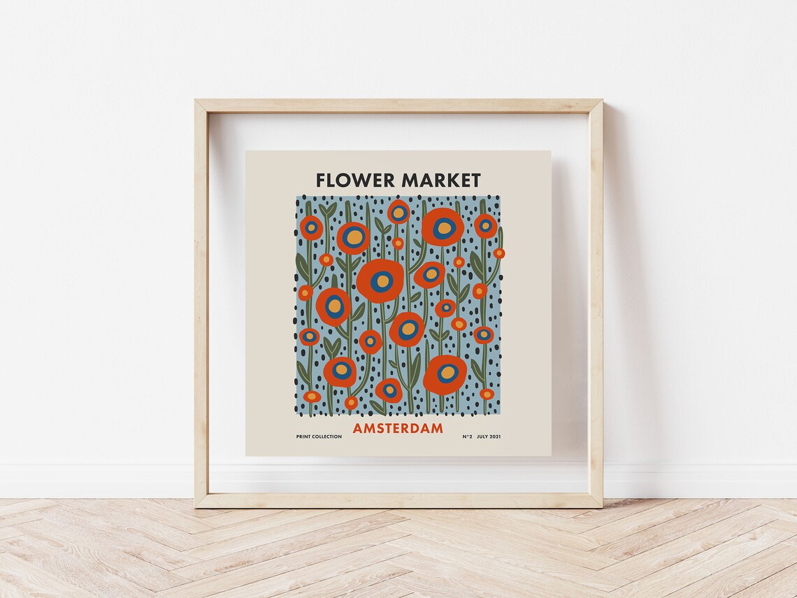 Flower Market Amsterdam Retro Botanical Travel Poster - Image 3