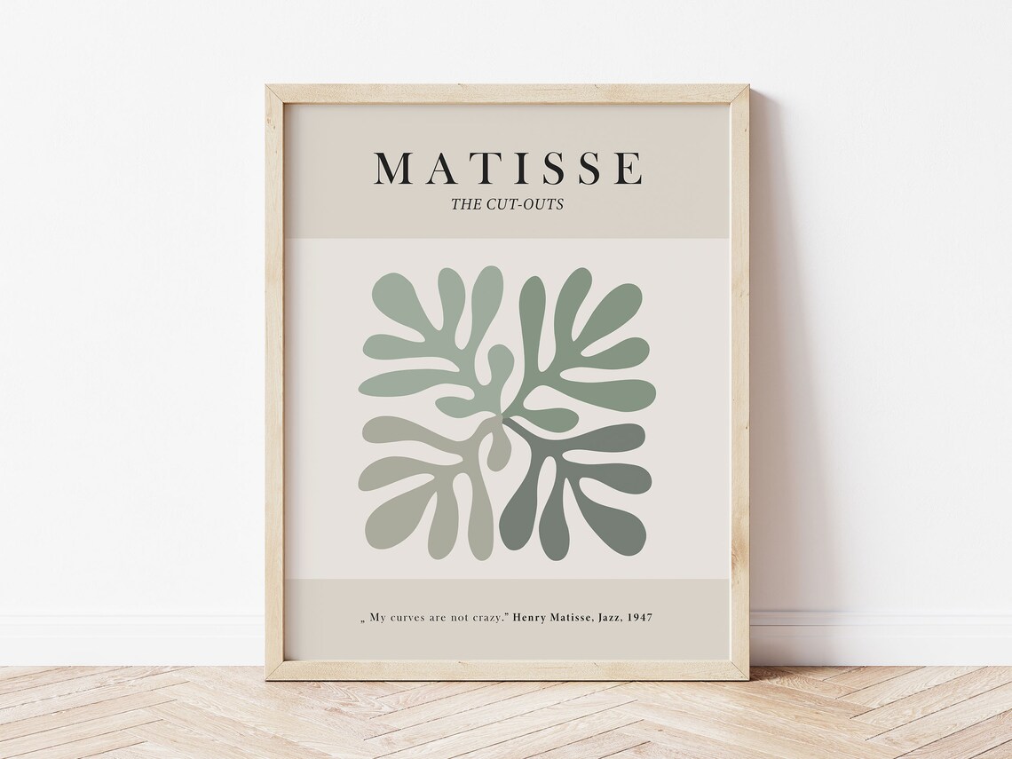 Henri Matisse Papier Decoupes Exhibition Poster Sage Green Leaves Print