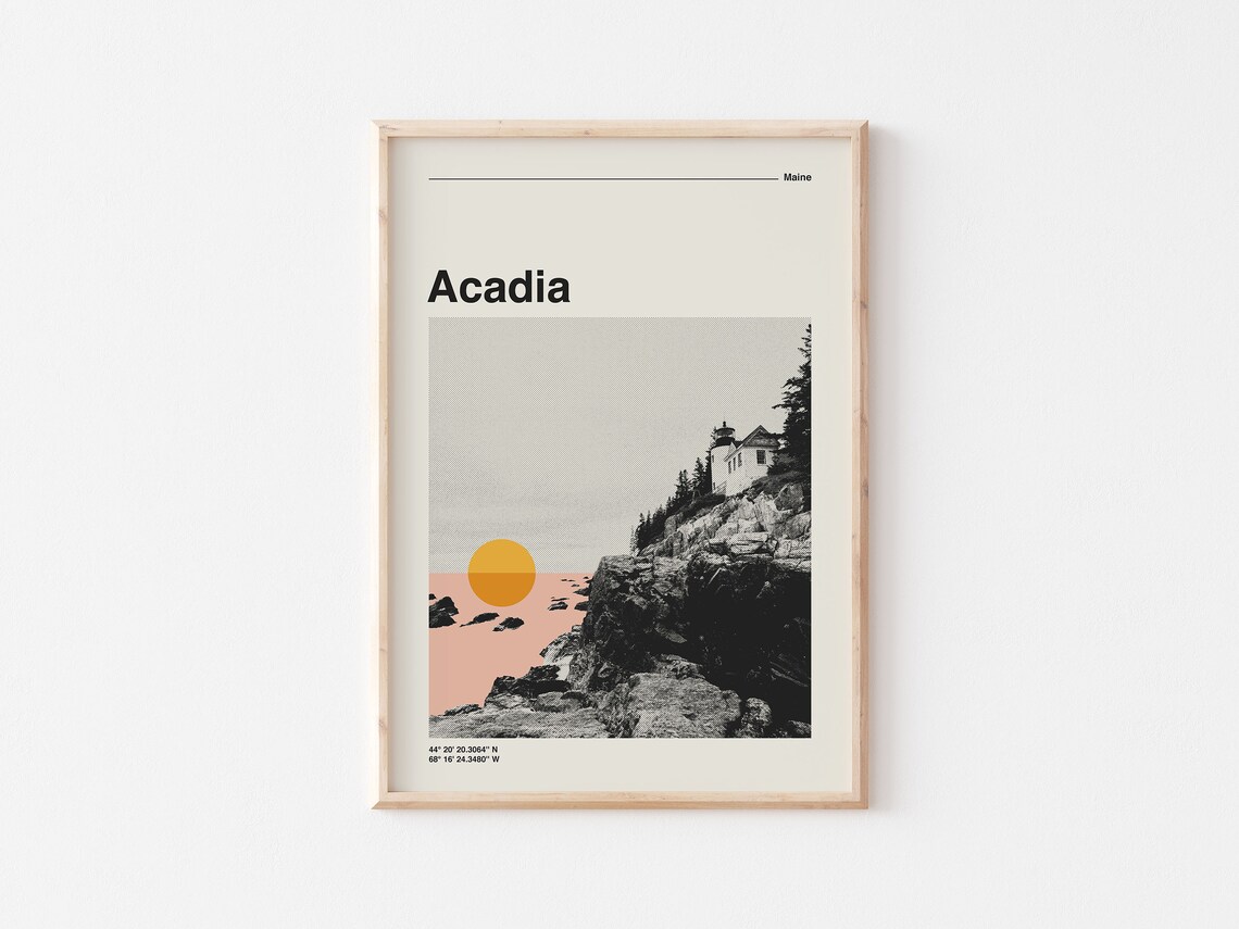 Acadia National Park Retro Travel Poster, Bauhaus Style - Image 2