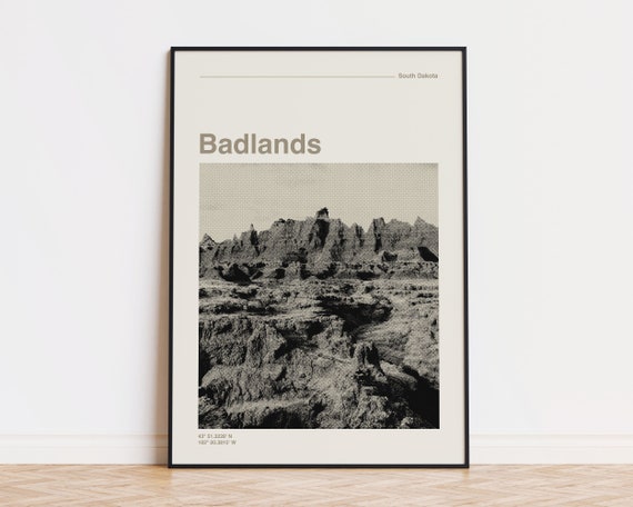 Badlands National Park Minimalist Landscape Art Print