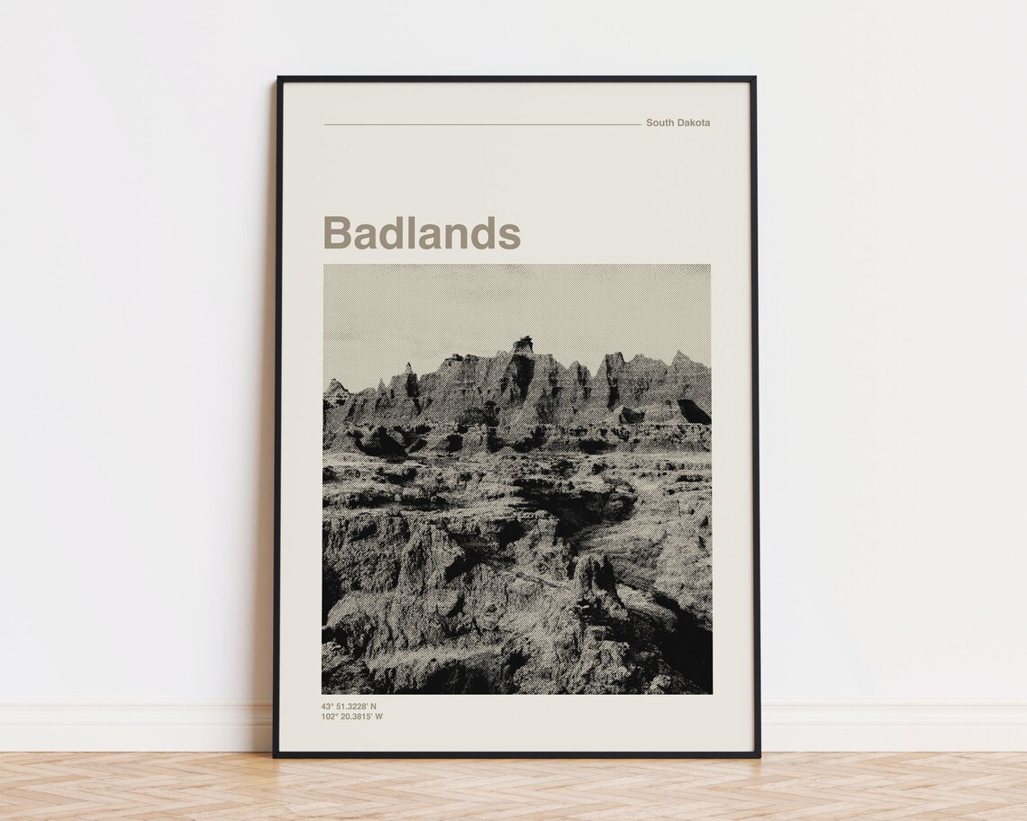Badlands National Park Minimalist Landscape Art Print