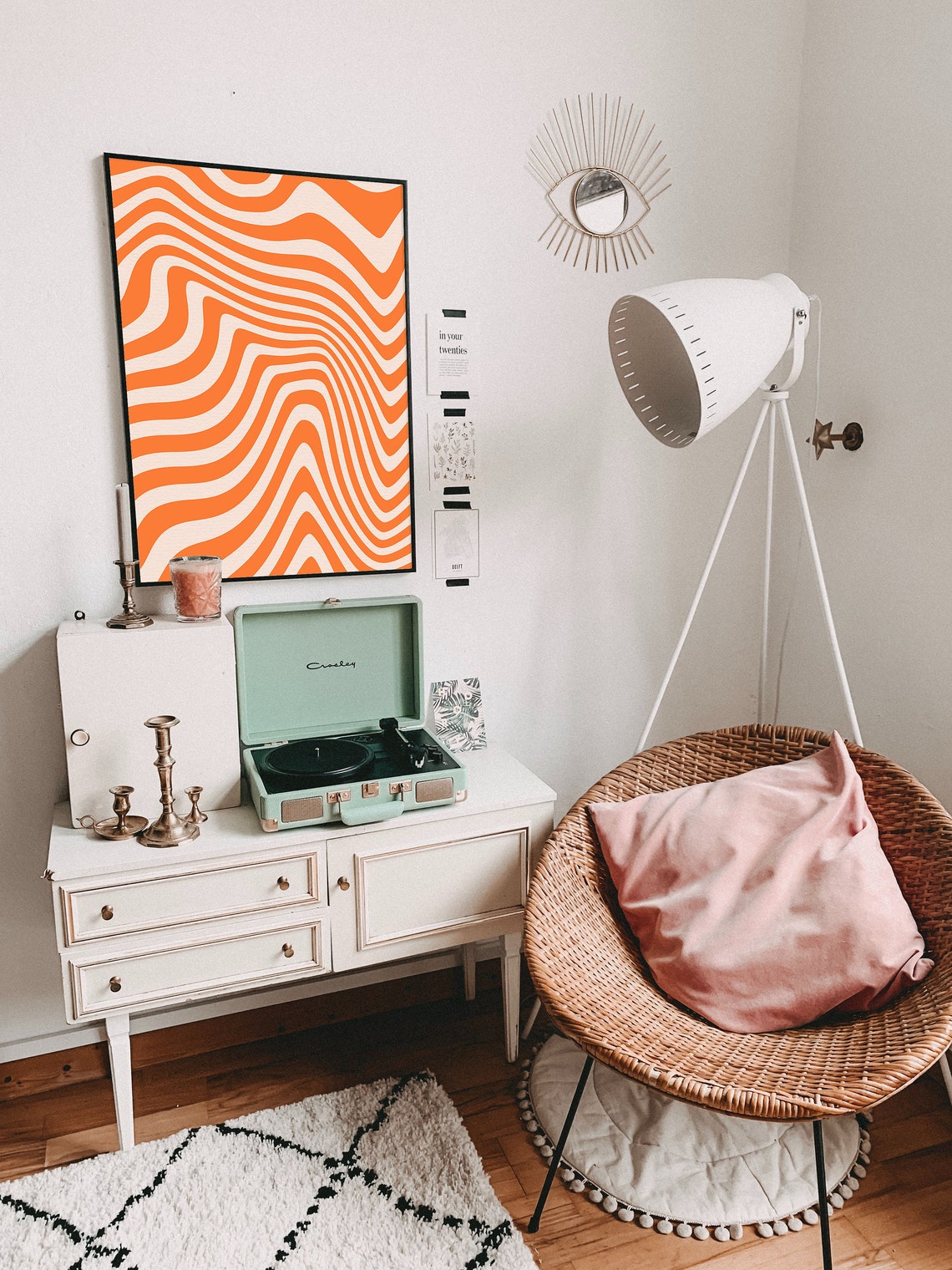 Orange Cream Wavy Stripe Groovy Psychedelic Retro Swirl Poster - Image 3