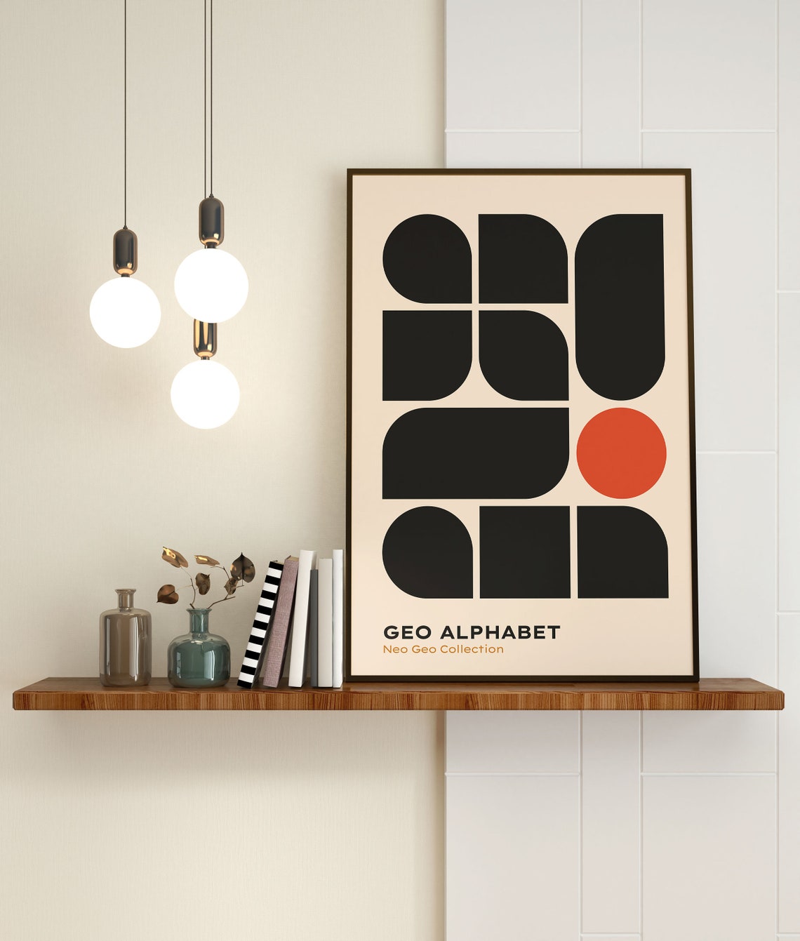 Geo Alphabet Neo Geo Black Geometric Bauhaus Retro Shapes Poster - Image 2