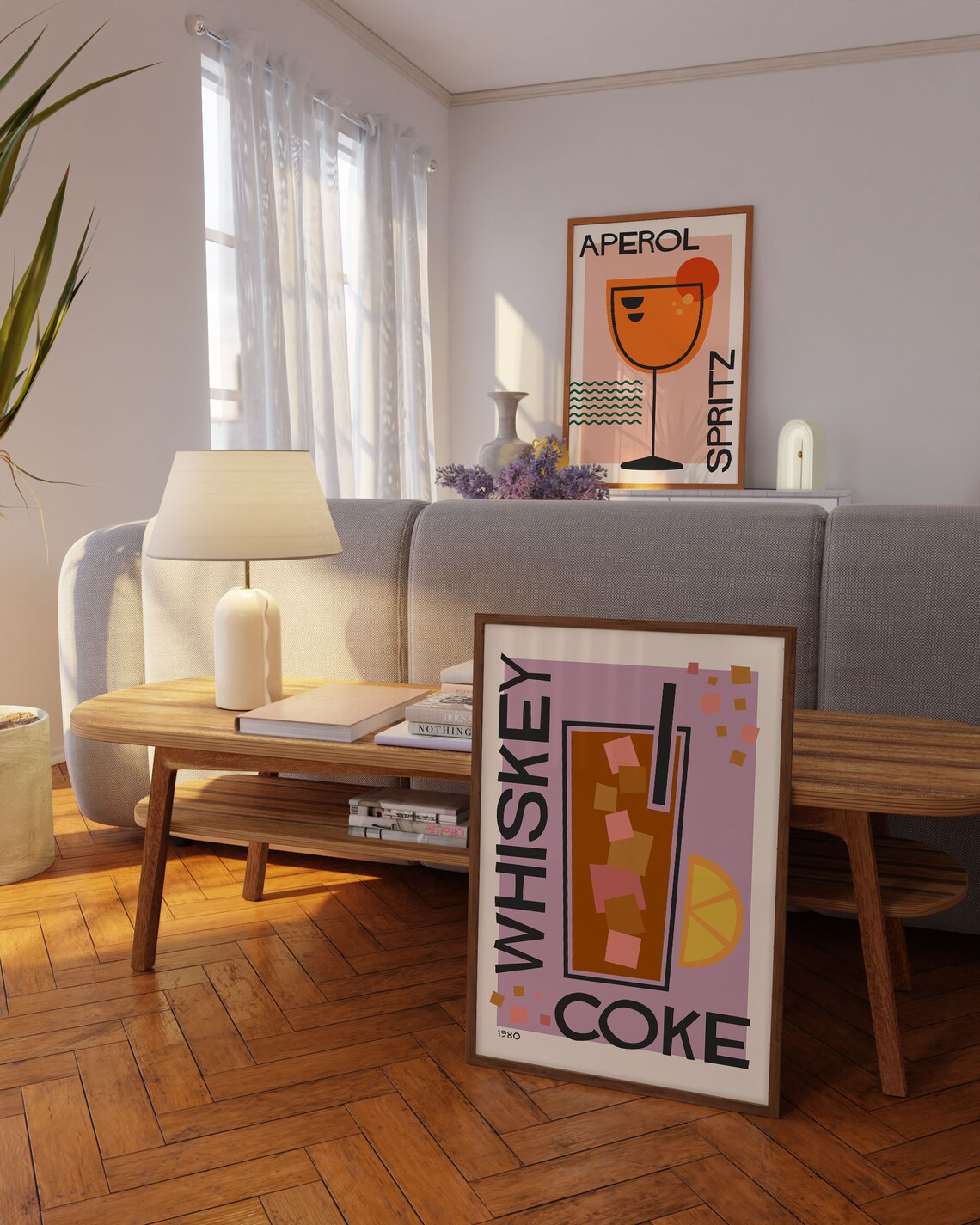 Whiskey Coke 1980 Retro Illustrated Cocktail Bar Cart Poster - Image 3