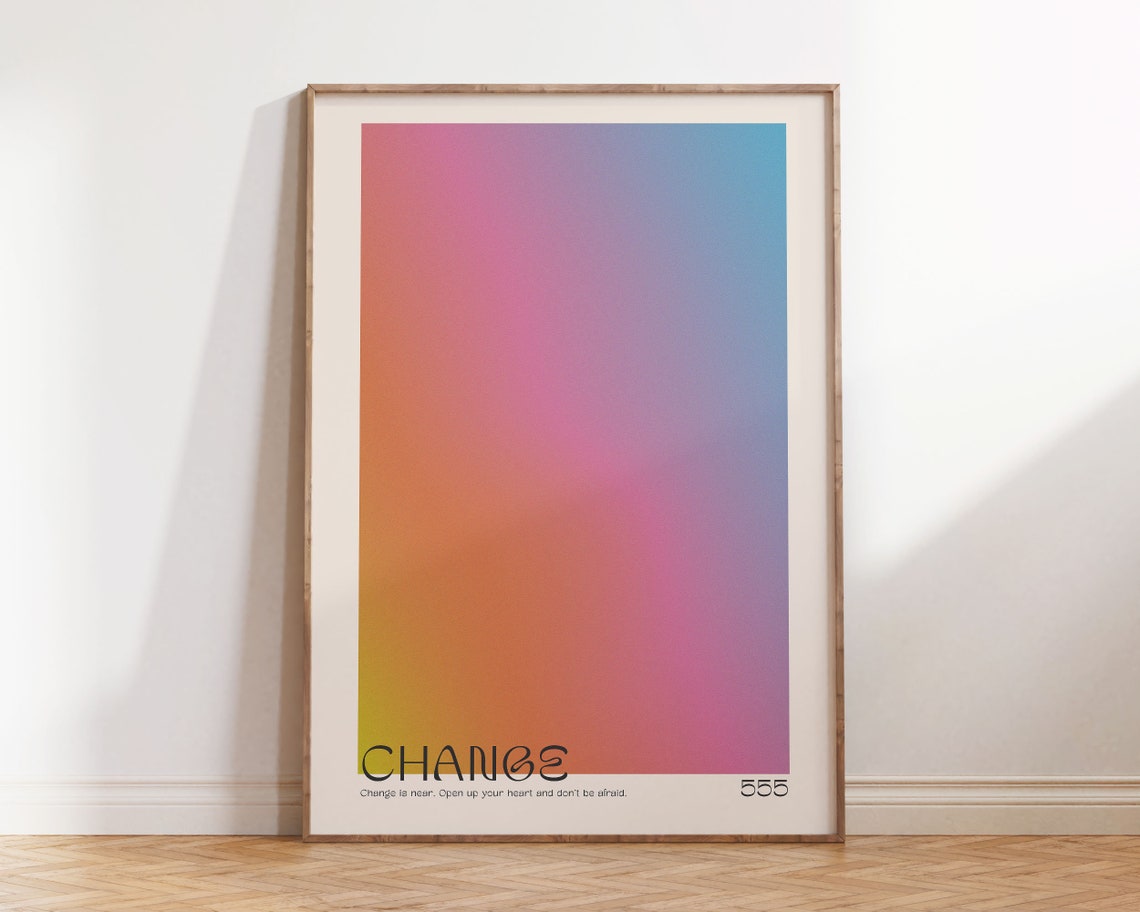 Angel Number 555 Change Gradient Pastel Spiritual Affirmation Wall Art