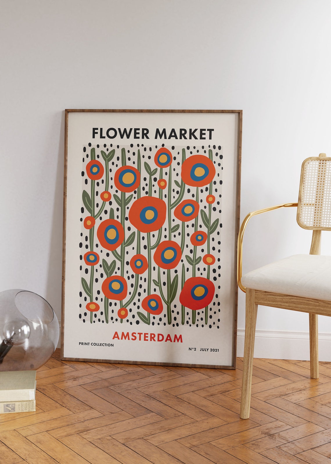 Amsterdam Flower Market Poster Retro Abstract Poppy Floral Art Decor - Image 2