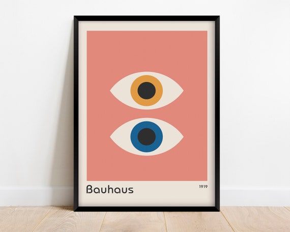 Bauhaus Exhibition Poster Retro Eyes On Pink Print Mid Century Modern Art