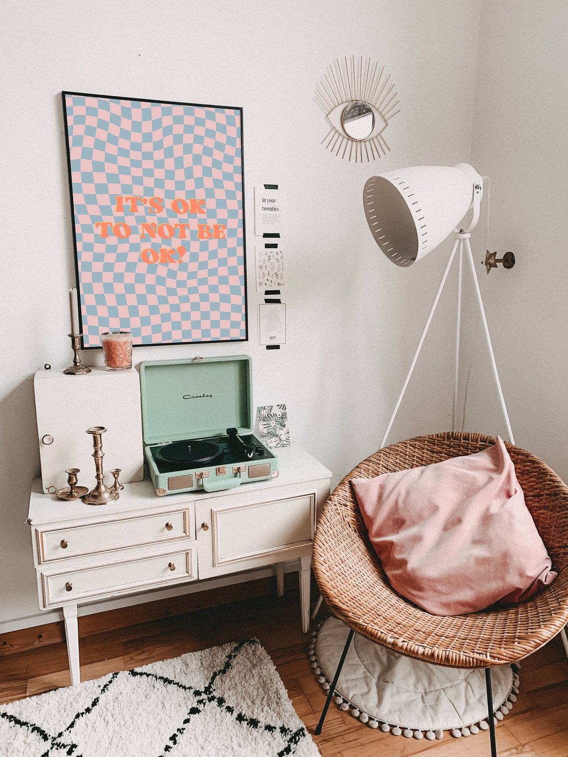 Funky Inspirational Quotes Wall Art Checkered Groovy Decor Retro Trendy Poster Preppy Indie Aesthetic - Image 2